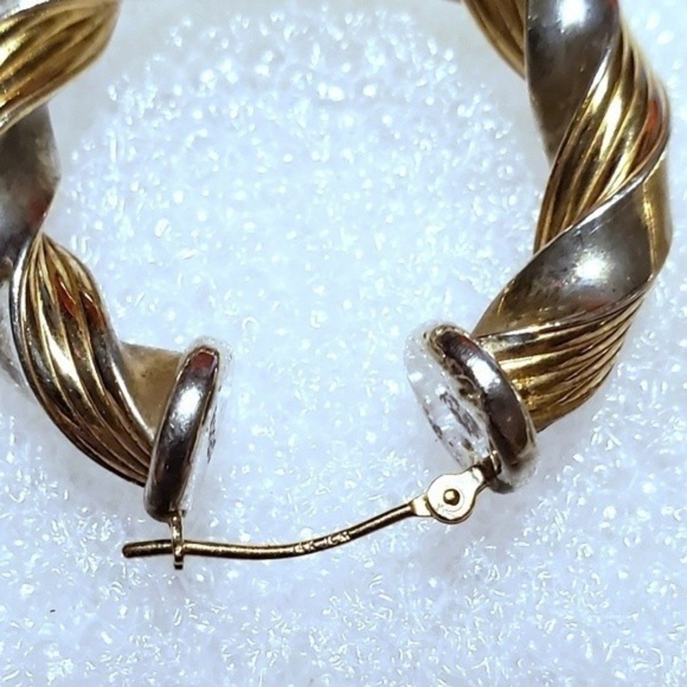 Peter Brams 14K Gold Hoops Twisted Rope Design 925 Sterling Silver - Picture 10 of 16